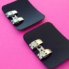 1960s Vintage Shoe Clips in Silver & Black Back detail
