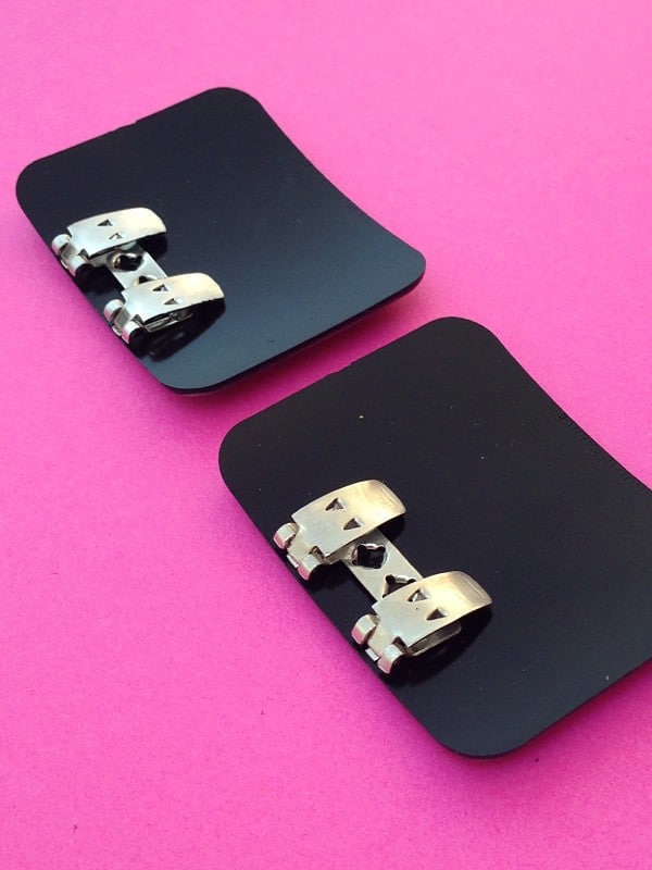 1960s Vintage Shoe Clips in Silver & Black Back detail