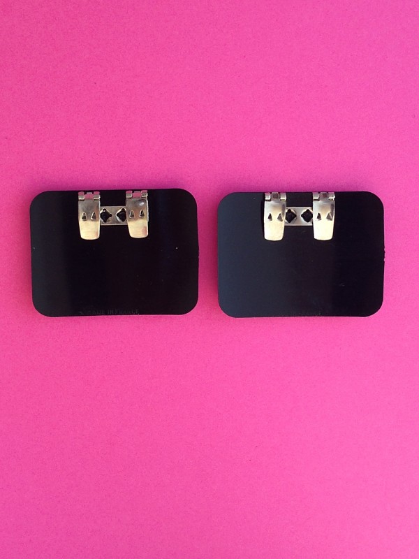1960s Vintage Shoe Clips in Silver & Black Back