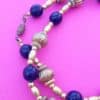 Long Gold & Navy 1980s Vintage Necklace clasp