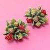 1940s clip earrings red green floral spray