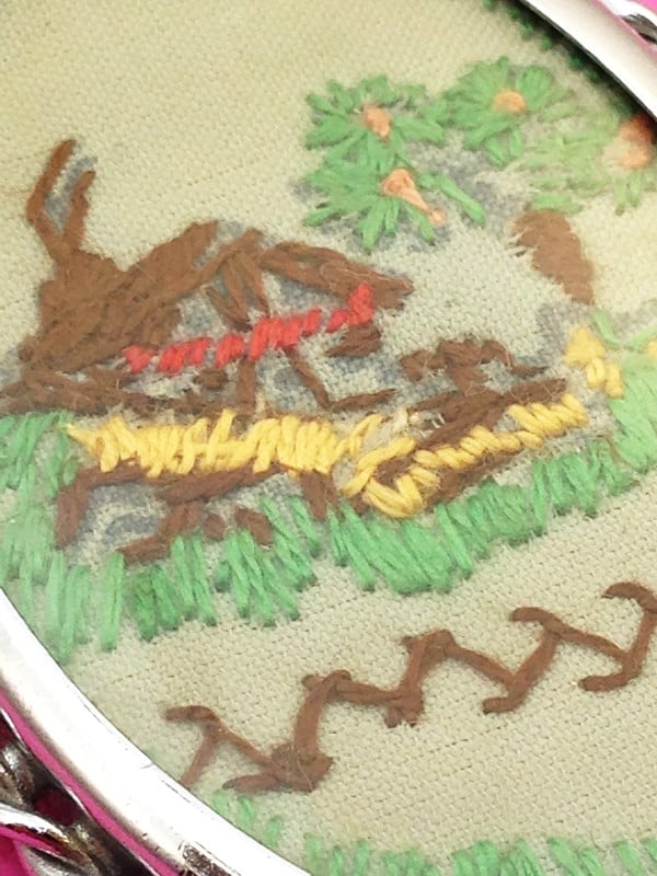 Handmade Oval Stitched Brooch Detail