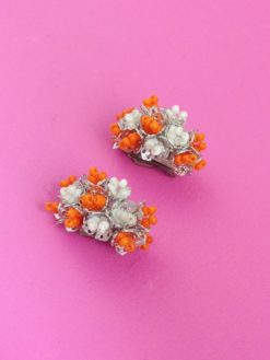1960s Half Hoop Earrings orange white