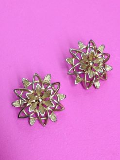 Sarah Coventry flower clips gold