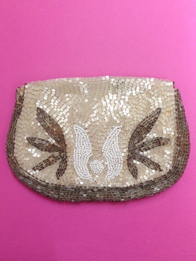 Petite 1920s Vintage Beaded Purse back flapper purse