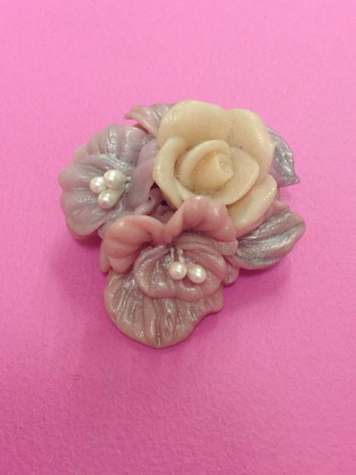 Handmade Flower Bouquet Brooch pastel coloured