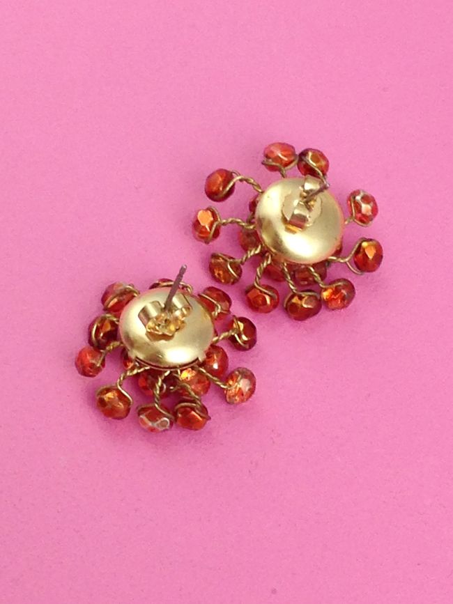 Pierced Vintage Earrings Orange back