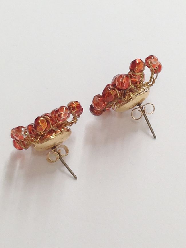 Pierced Vintage Earrings Orange colour back
