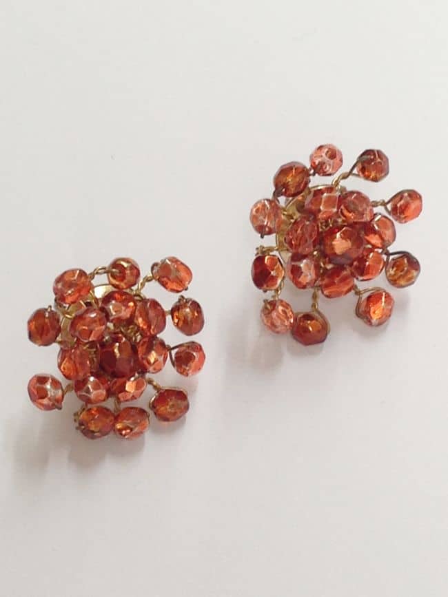 Pierced Vintage Earrings Orange Card