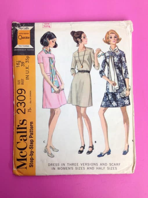 McCall's 1970s front yoked dress pattern 2309