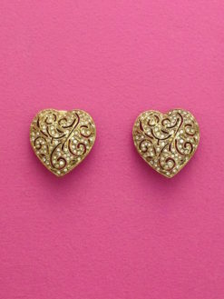 Sparkly Heart Vintage Earrings by Kirks Folly