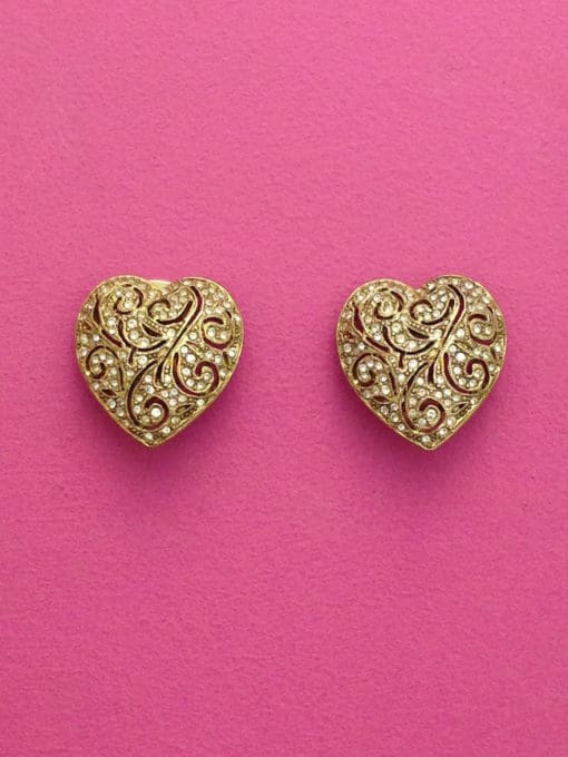 Sparkly Heart Vintage Earrings by Kirks Folly