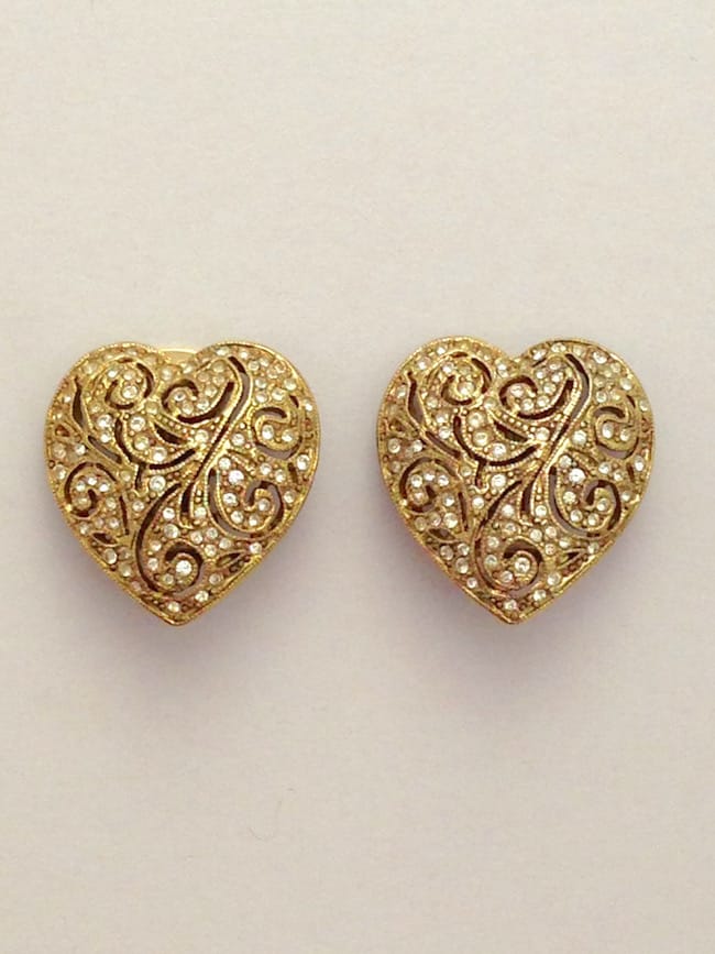 Sparkly Heart Vintage Earrings by Kirks Folly close