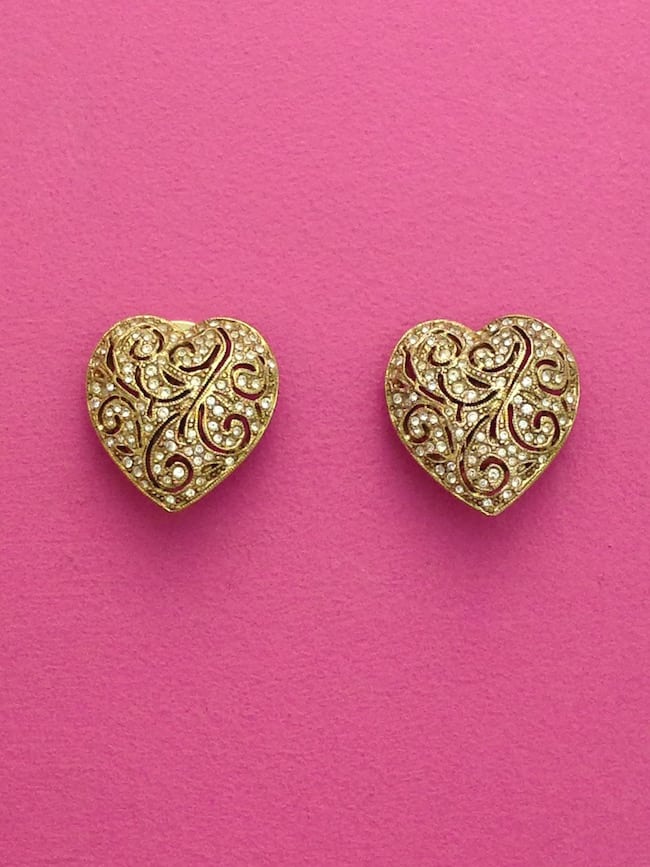 Kirks Folly sparkly heart vintage earrings - St Cyr Vintage