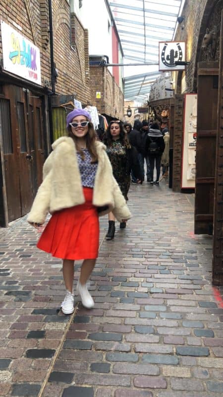 Picture shows models trying out St Cyr Vintage clothing and walk around Camden Market.