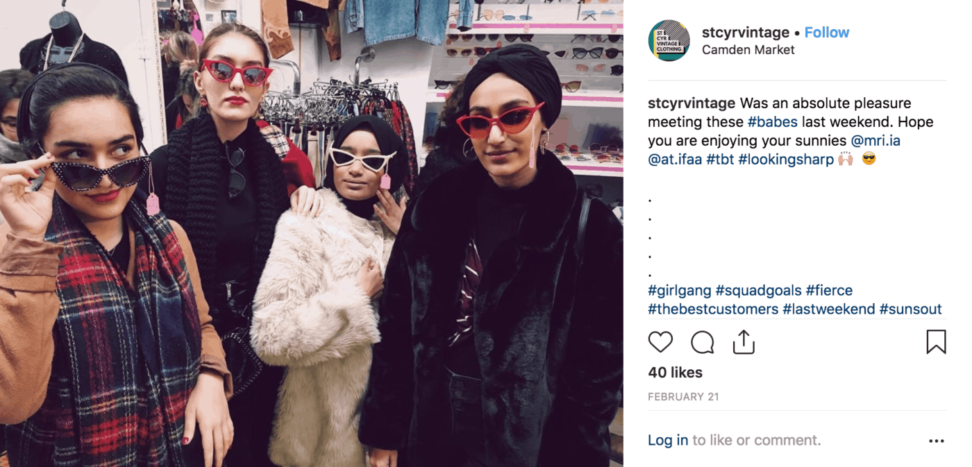 picture of Instagram screenshot of girls in St Cyr Vintage sunglasses