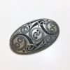 Vintage St Justin Pewter Brooch Oval Shape Pattern Detail