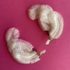 image of a pair of clip on Deadstock Vintage Feather Earrings in White with rhinestones