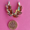 50s Vintage Brooch Amber glass scale