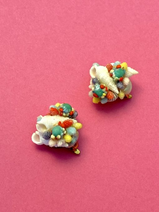 image of a pair of Fun 1950s Vintage Earrings Shells kitsch jewellery
