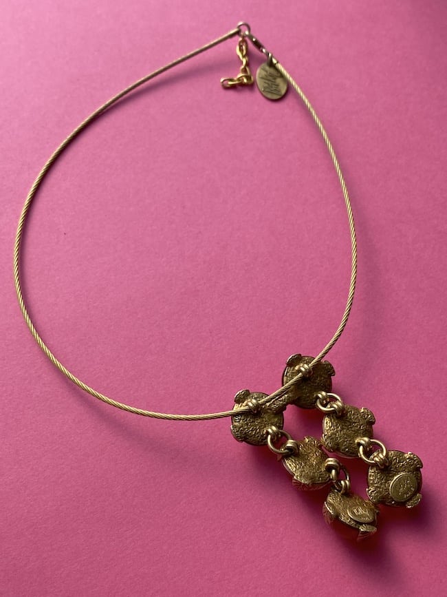 Vintage Isaky Paris necklace with orange resin detail - Image 2