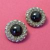 image of a pair of Rhinestone 1980s Vintage Earrings Silver & Grey