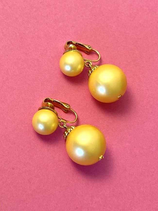 Vintage 1960s Drop Earrings in Peach - Image 3