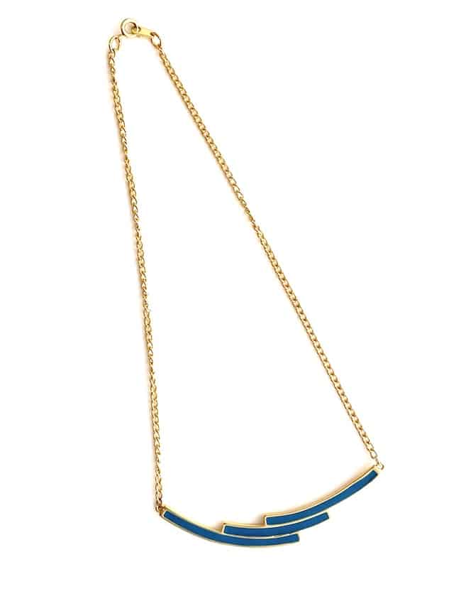 Vintage Corocraft necklace with geometric enamel detail - choice of colour - Image 3