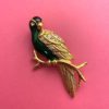 Image of a gold, green and blue Vintage Parrot Brooch c.1980
