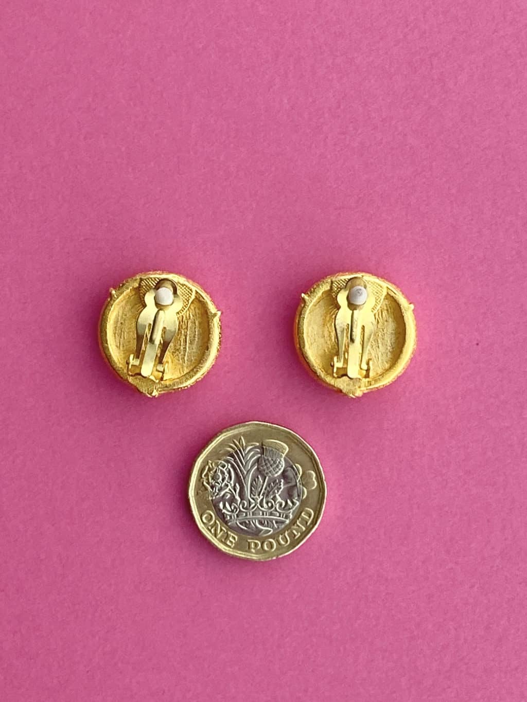 Vintage 1980s Gold Matt Finish Rhinestone Clip Earrings - Image 4