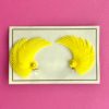 50s Deadstock Plastic Clip On Earrings Feather Shape, Never Used, As New, 1950s Original, Rare NOS