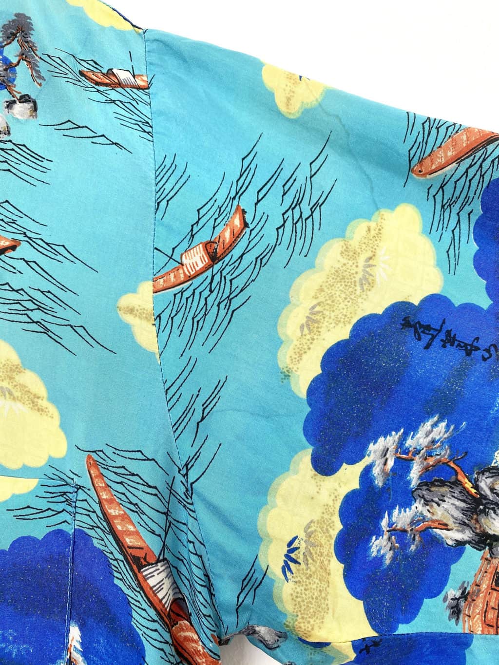 Rare Hookano 1950s vintage Hawaiian shirt, longboat print blue - S - Image 8