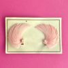 50s Deadstock Plastic Clip On Earrings Feather Shape, Never Used, As New, 1950s Original, Rare NOS