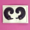 50s Deadstock Plastic Clip On Earrings Single Feather, As New, 1950s Original, Rare NOS, Curly