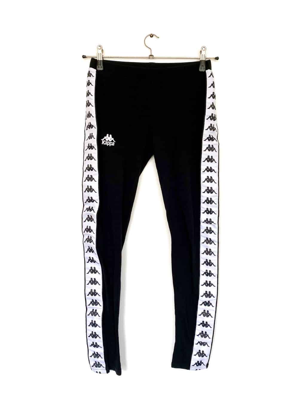 Kappa leggings with logo sides, black & white - S