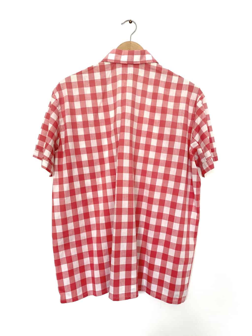 70s Red & White Check Shirt with Big Pointed Collar - L / XL - St Cyr ...