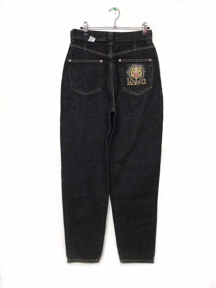 27x30 Vintage Jacky-O Embroidered Mom Jeans Black