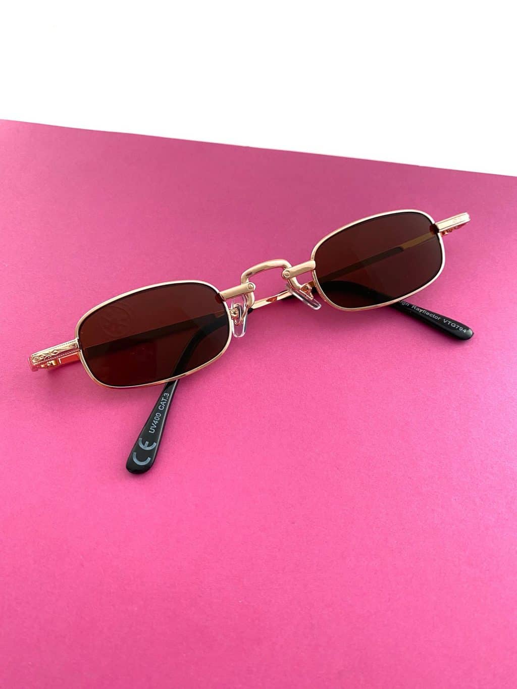 Rose Gold 90s Retro Rectangular Sunnies BAZ