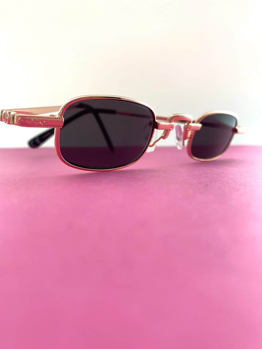 Rose Gold 90s Retro Rectangular Sunnies BAZ