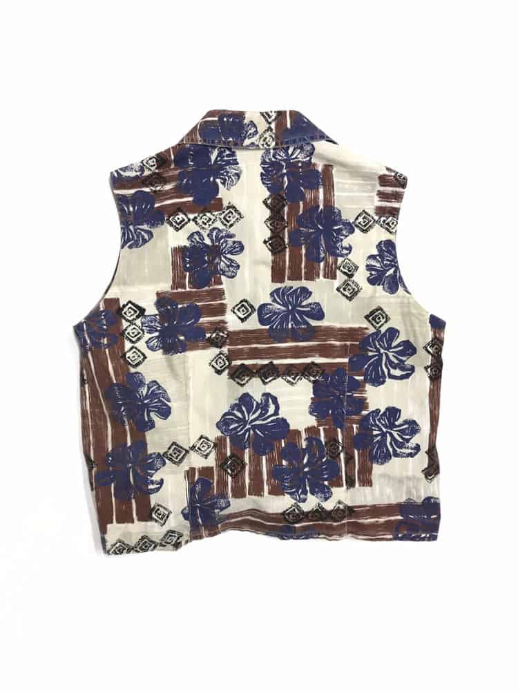 Vintage Sleeveless Cropped Hawaiian Style Shirt