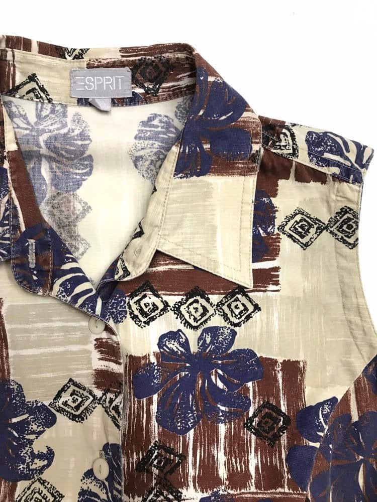 Vintage Sleeveless Cropped Hawaiian Style Shirt detail