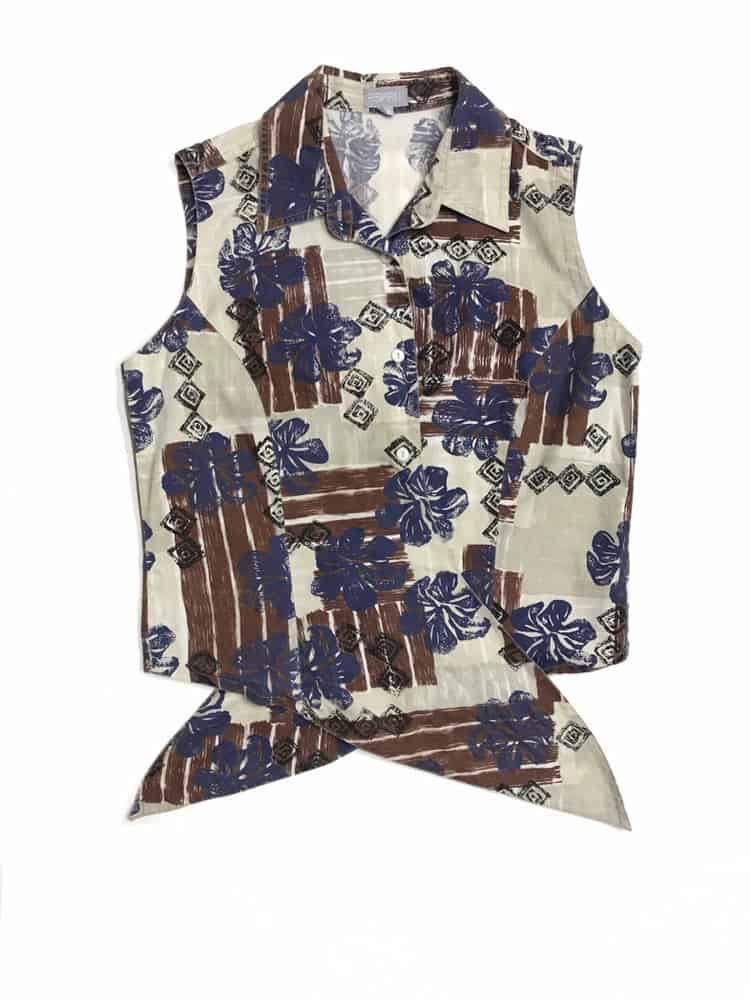 Vintage Sleeveless Cropped Hawaiian Style Shirt