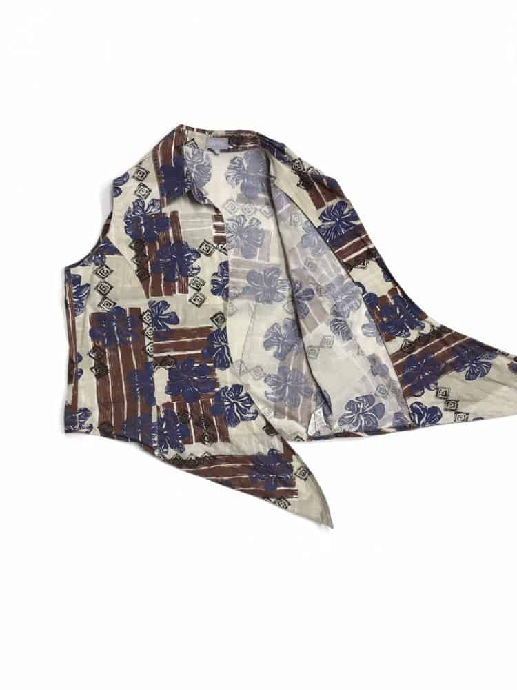 Vintage Sleeveless Cropped Hawaiian Style Shirt