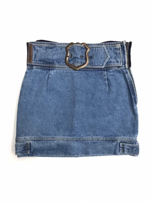 80s Short Denim Skirt with Belt Detail