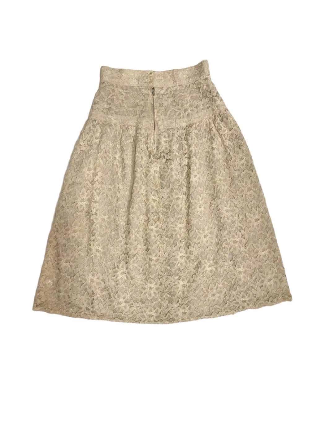 1970s vintage lace midi skirt, handmade - Small / W25.5 - Image 3