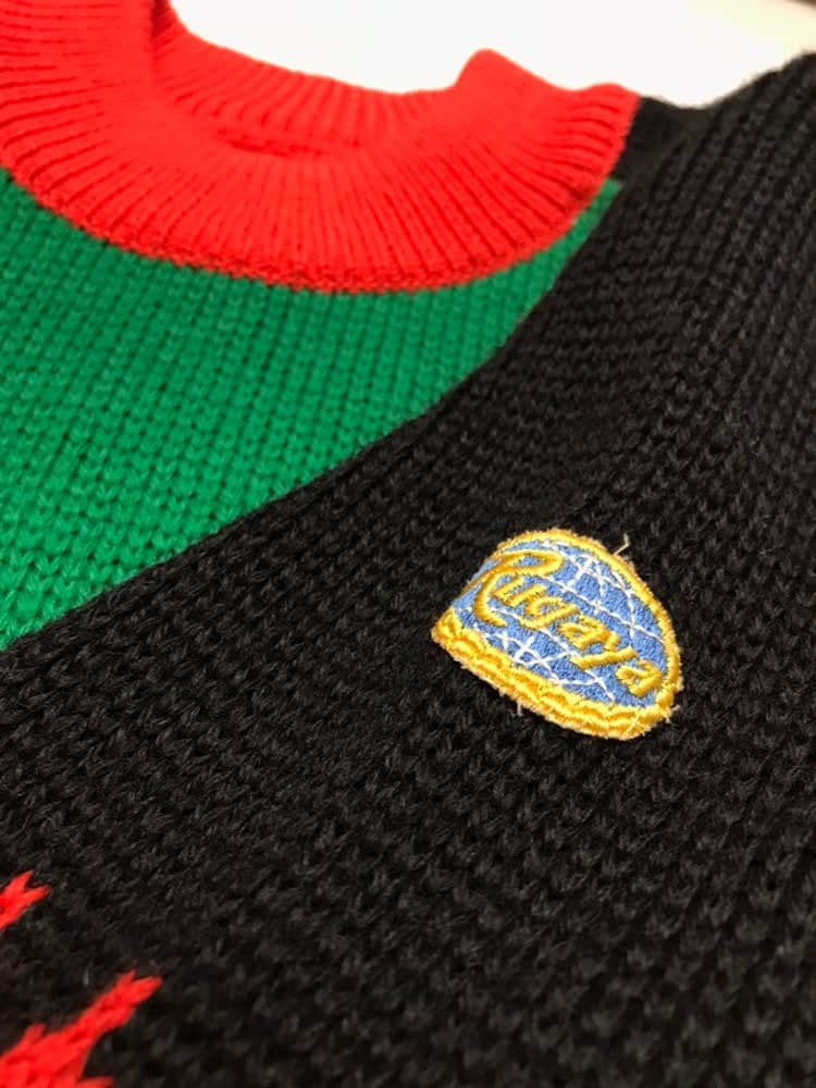 Late 70s vintage wool knitted ski sweater in red & green - S - Image 6