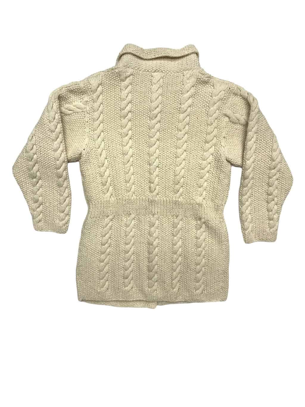 Womens hand-knitted wool cable-knit cardigan in cream- M - Image 2
