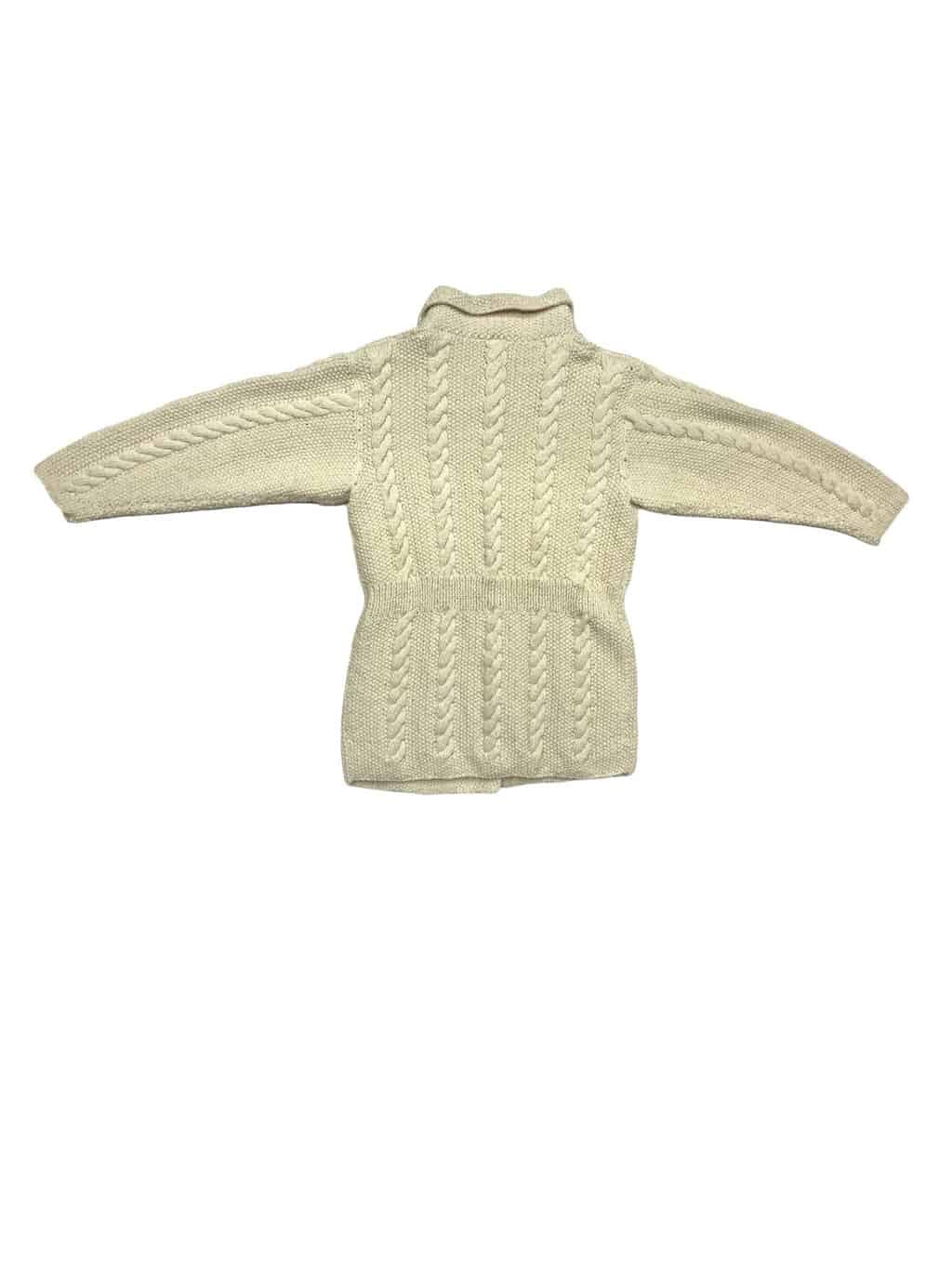 Womens hand-knitted wool cable-knit cardigan in cream- M - Image 4