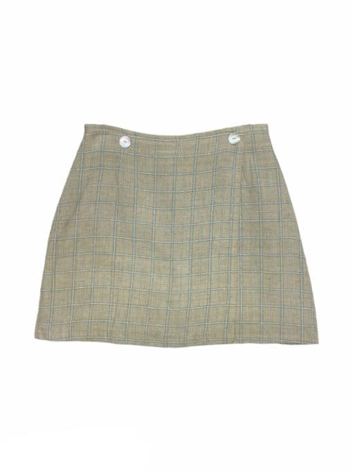 Vintage 90s beige and white checkered mini skirt - Medium