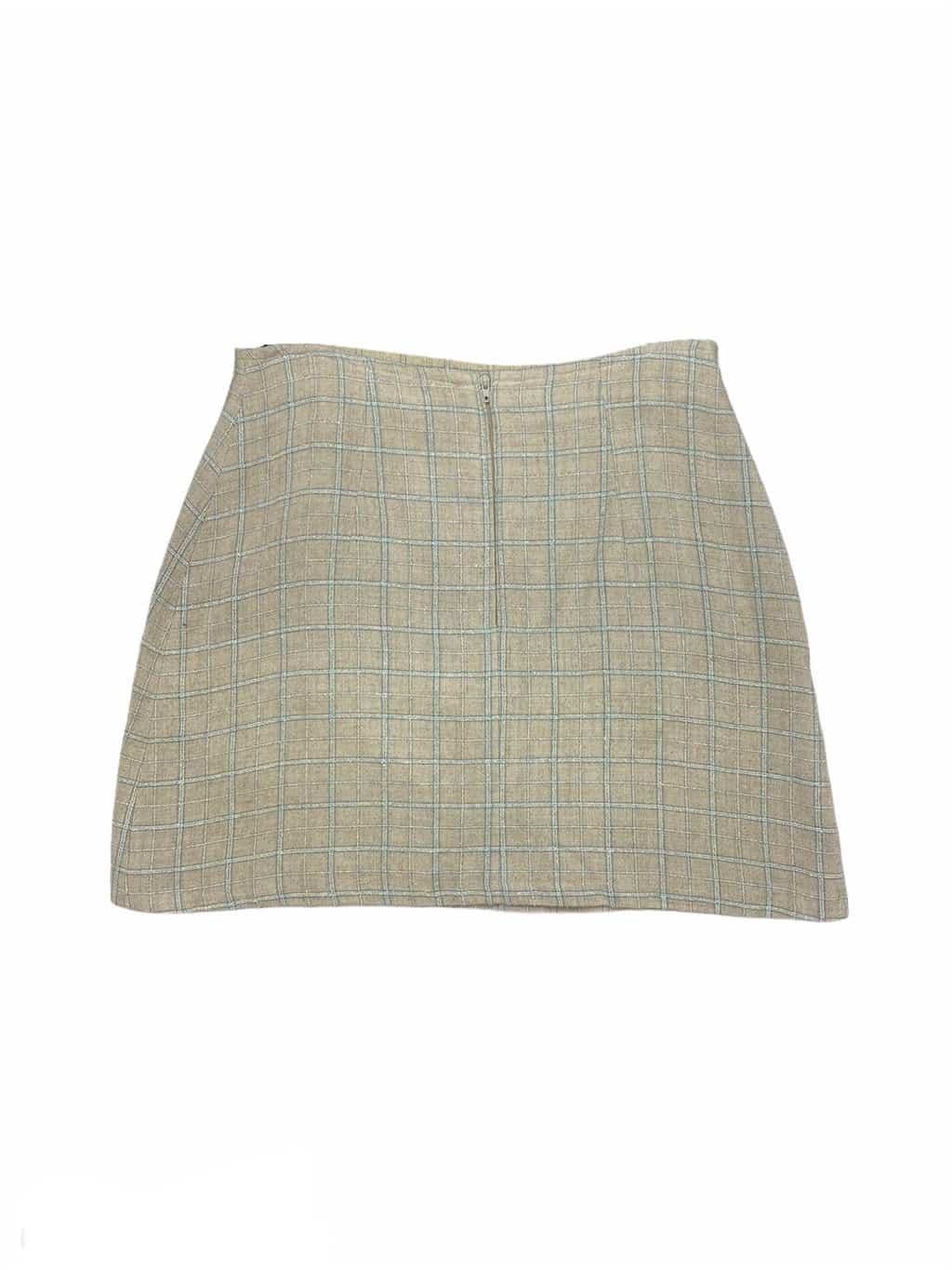 Vintage 90s beige and white checkered mini skirt - Medium - Image 3